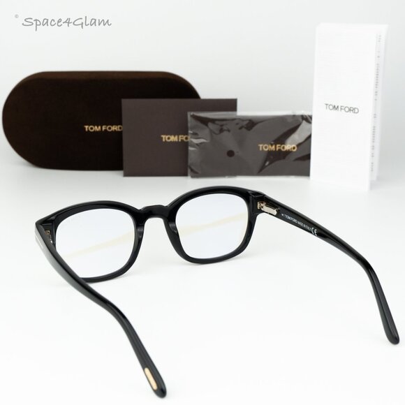 Tom Ford Men Eyeglasses Black Clear Blue Light Block Square FT5808 001 BRAND NEW